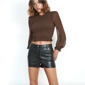 Aritzia Melina Faux Leather Shorts - Black 00